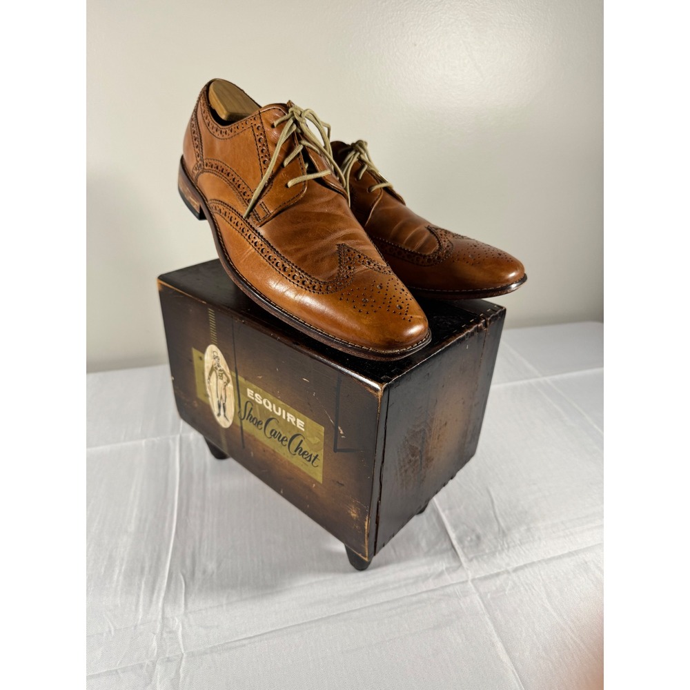Cole Haan Air Giraldo Wingtips Mens Tan Leather Oxford Shoes Nike Air Size 9